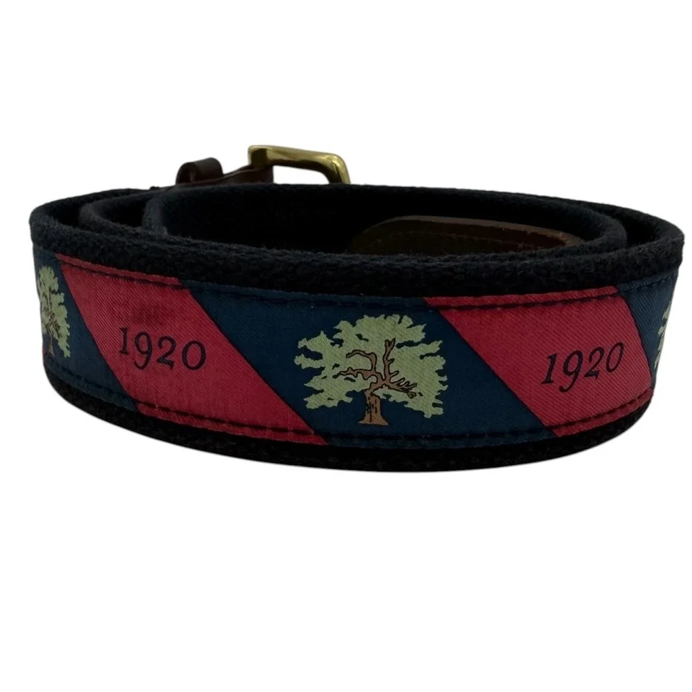 Vineyard Vines Ridgewood CC logo Mens Sz 38 Canvas Leather Belt USA Made
